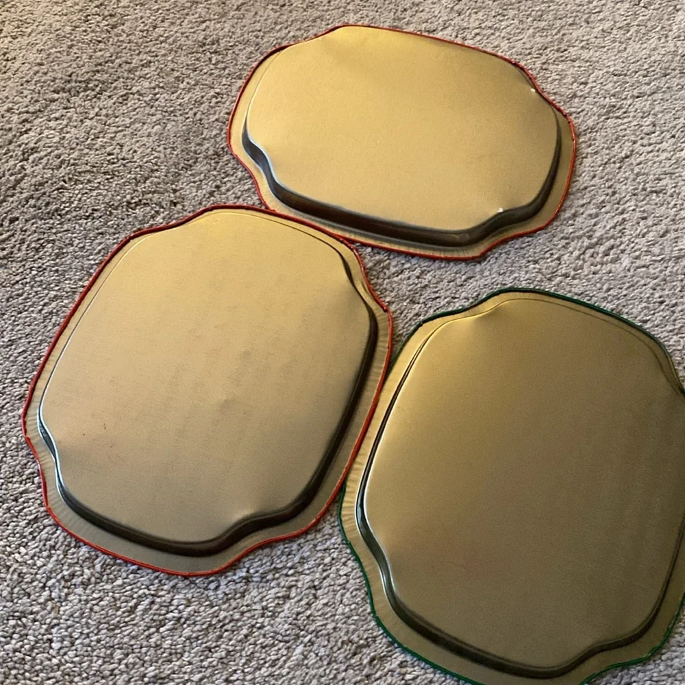 Vintage JSNY Christmas Metal Cookie Snack Tray Set ‎ Hong Kong Made (3)